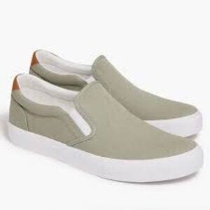 NEW J Crew Factory Canvas Slip-On Sneakers Olive Gree Size 11.5